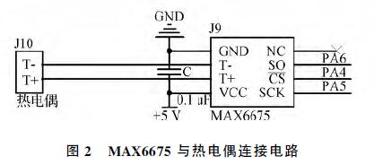MAX6675與熱電偶連接電路